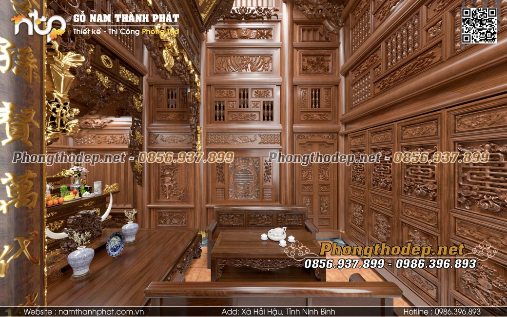 Trang trí tranh vách thuận trong nhà thờ họ 3 gian
